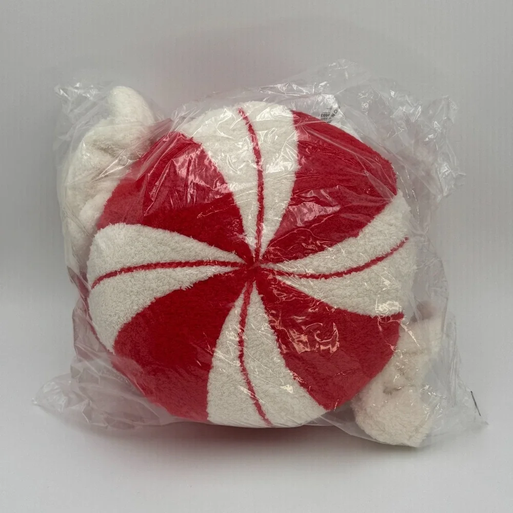 Peppermint Candy Plush Pillow Set of 2 Christmas Decor Soft Cushion NEW‎